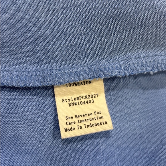 Perch by Blu Pepper Deep Sky Blue V Neck Button Front SS Loose Blouse WN 2X NWT - Picture 7 of 8